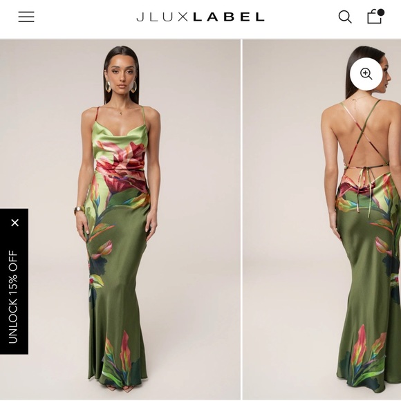 JLUXLABEL Olive Floral Backless Dress - Picture 1 of 1